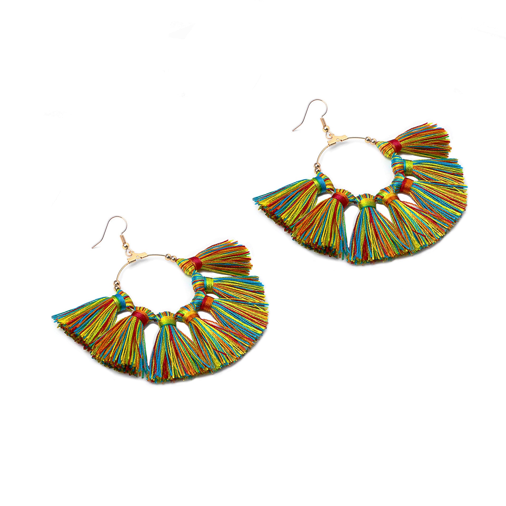 Wholesale Ethnic Tassels Bohemian Style Large Circle Handmade Earrings