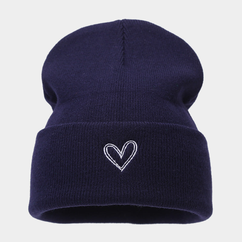 Wholesale Thickened Love Embroidered Acrylic Knitted Hats