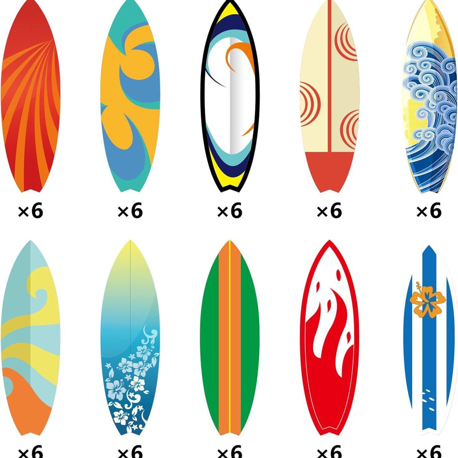 Wholesale 15 Sets Summer Surfboard Beach Sign Hollow Paper Wall Decoration Hawaiian Party Supplies Tropical Bar Sign Pendant