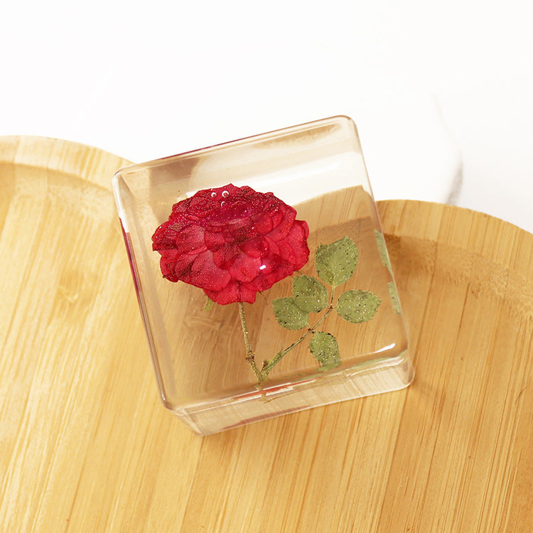 Wholesale 6pcs High Transparent Resin Acrylic Rose Mushroom Dried Fruit Crafts Ornaments