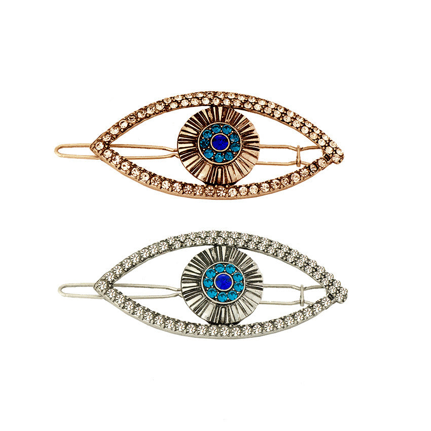 Wholesale hair accessories Devil's Eye hairpin gold diamond vintage headdress side clip jewelry