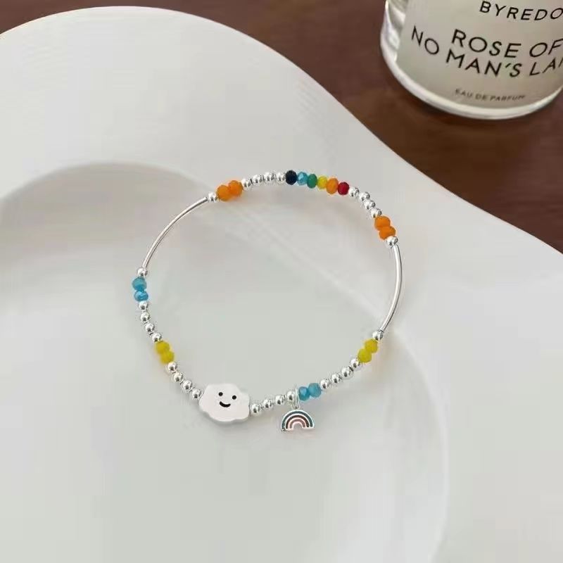 Wholesale Smiley Rainbow Bear Heart Beaded Bracelet