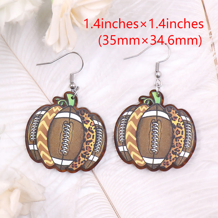 Wholesale Acrylic Pumpkin Rugby Earrings