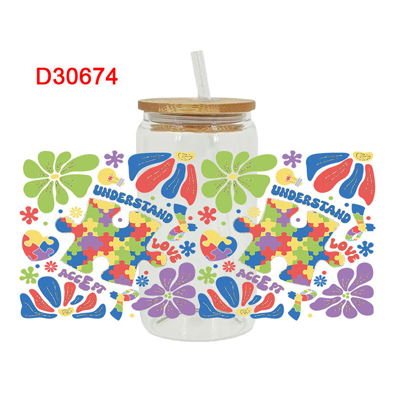 Wholesale Color Puzzle Teacher's Day 16oz Cup UV DTF Wraps