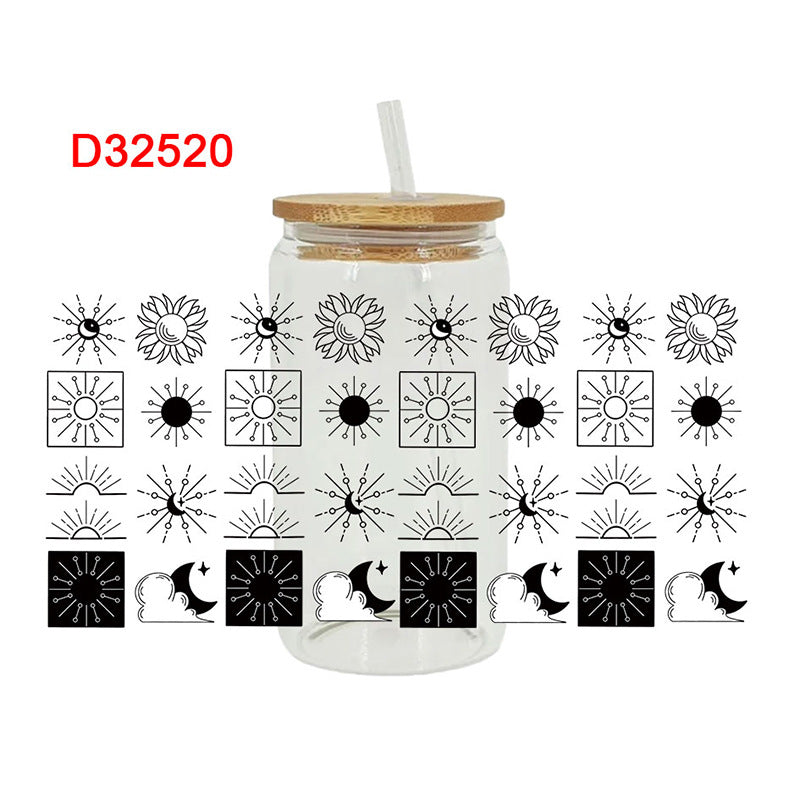 Wholesale Sun Moon Star Rainbow 16oz Cup UV DTF Wraps