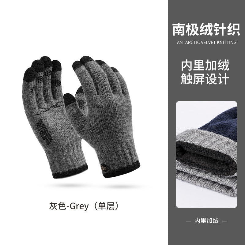 Wholesale Winter Warm Knitted Outdoor Cycling Windproof Breathable Touch Screen Double Layer Thickened Gloves