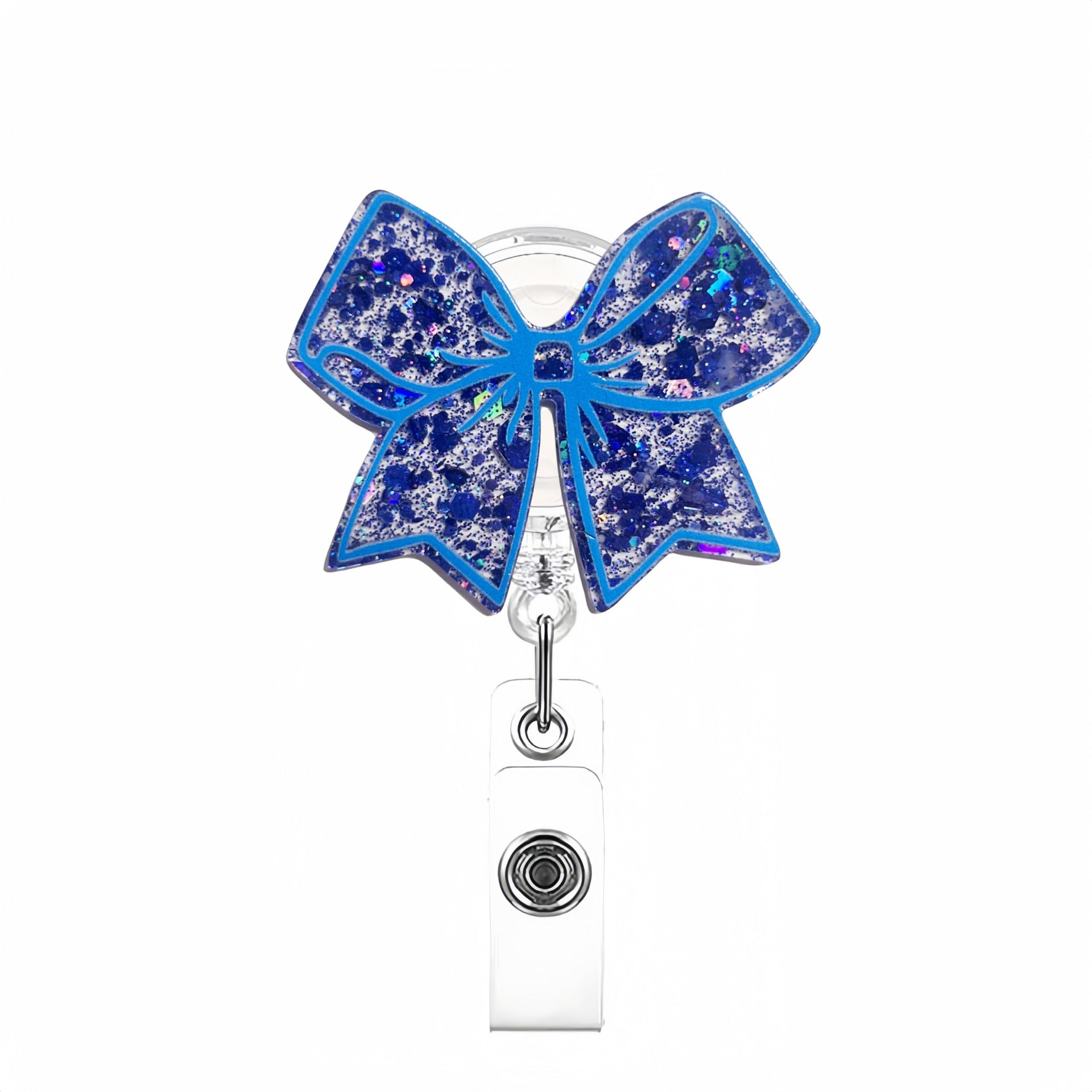 Wholesale Shiny acrylic bow rotating easy-pull buckle retractable buckle keychain