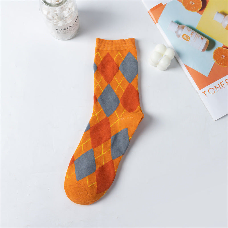 Wholesale Four Seasons Thanksgiving Diamond Check Socks