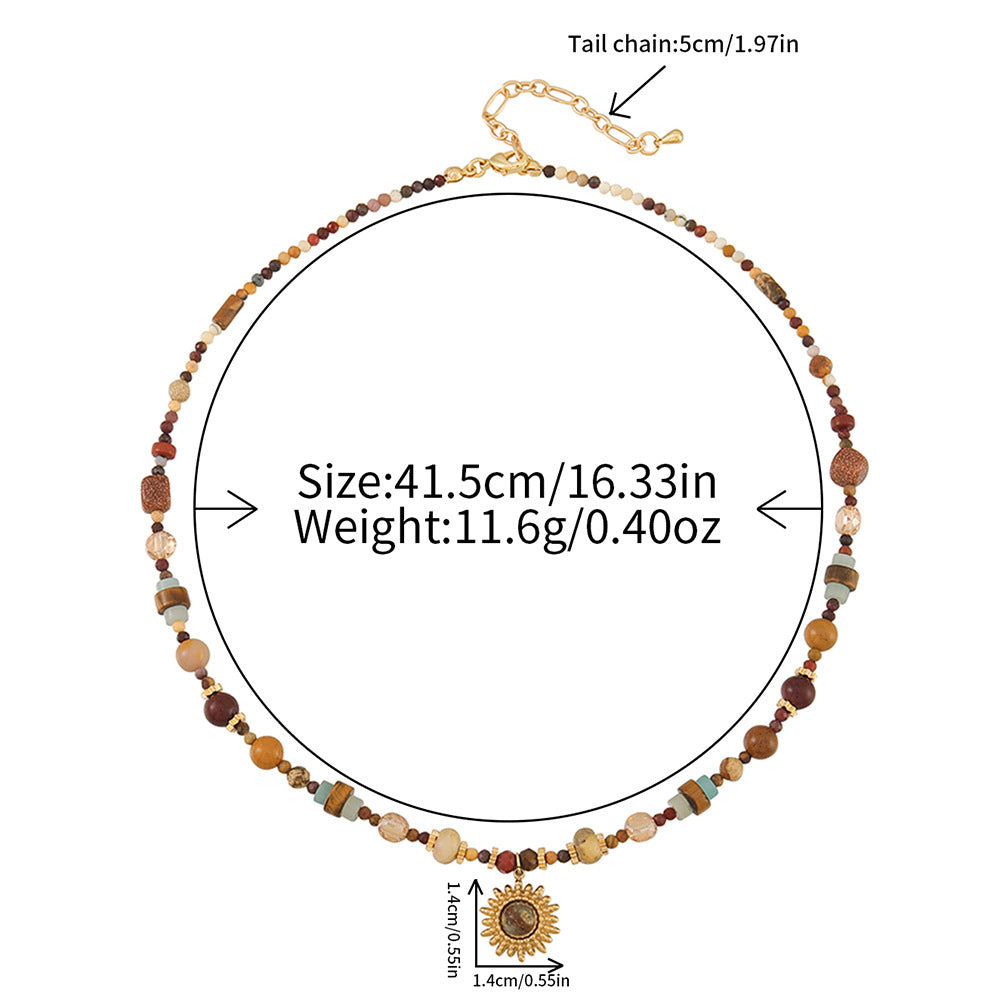Wholesale Maillard Tiger Eye Stone Beaded Sweater Chain