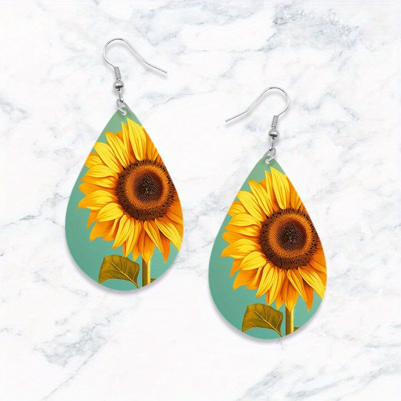 Wholesale Stunning Sunflower Teardrop Earrings