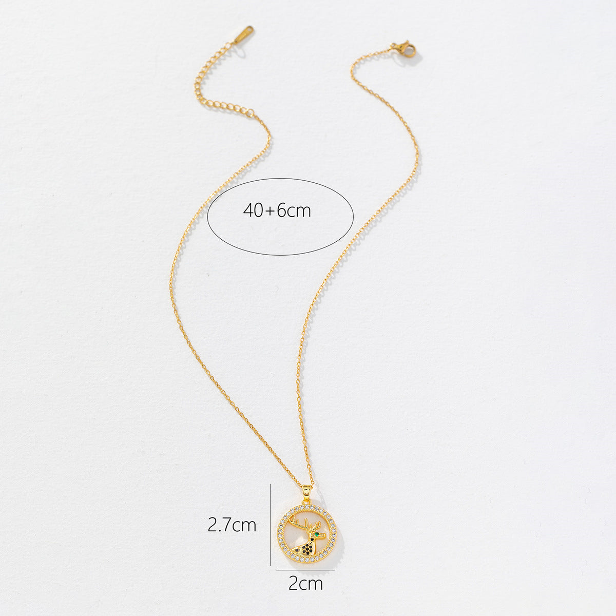 Wholesale Christmas Elk Electroplated Micro Set Zircon Necklace