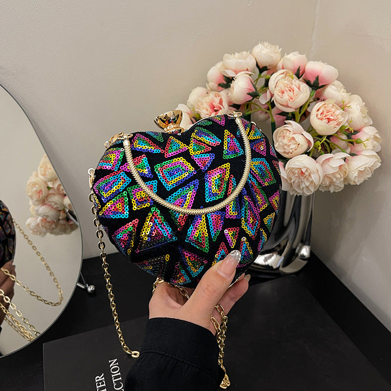 Wholesale Sequined patchwork hand-held clip buckle shell bag crossbody bag