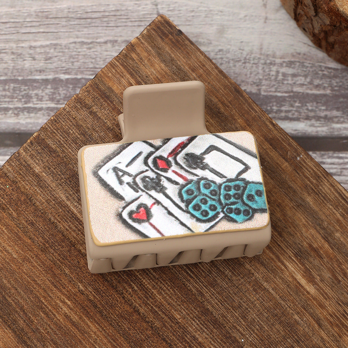 Wholesale Western Style Playing Cards Pattern Leather Hairpin Shark Clip