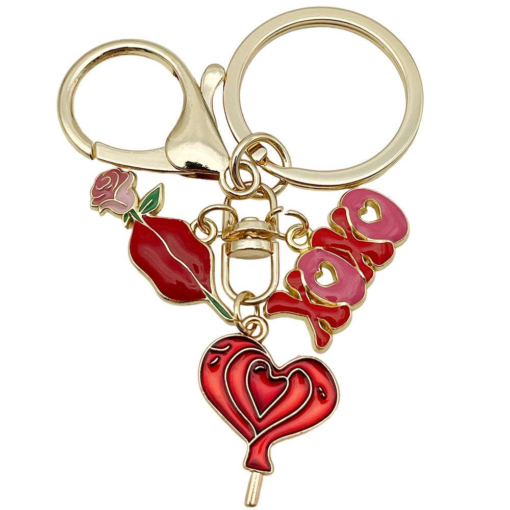 Wholesale Valentine' s Day Oil Dripping Red Keychain