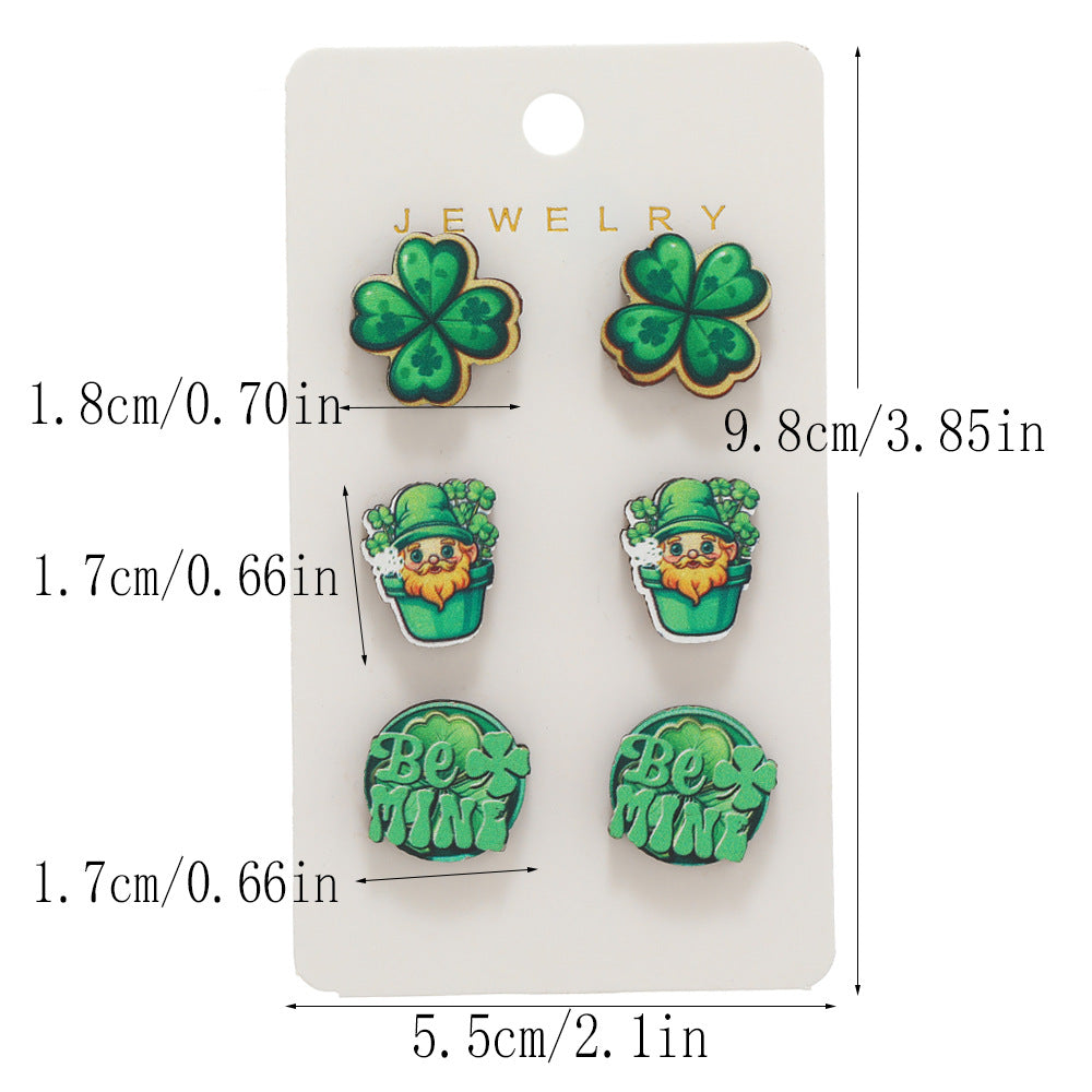 Wholesale St. Patrick's Day Wooden Set Earrings