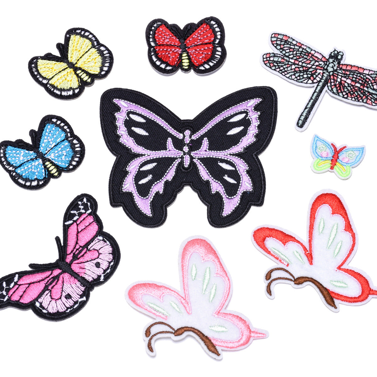 Wholesale Butterfly Dragonfly Embroidered Iron On Cloth Patches 9 Pack Adhesive Backing For Clothing DIY Craft Supply Boutique Resale