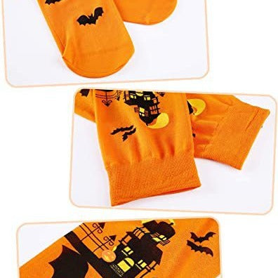 Wholesale Halloween Orange Bat Skeleton Socks
