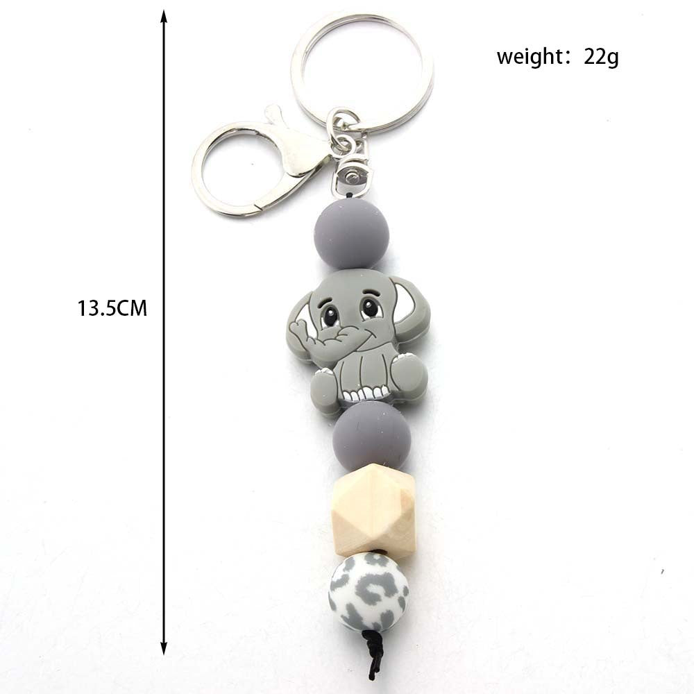 Wholesale Silicone Bead Charm Elephant Keychain