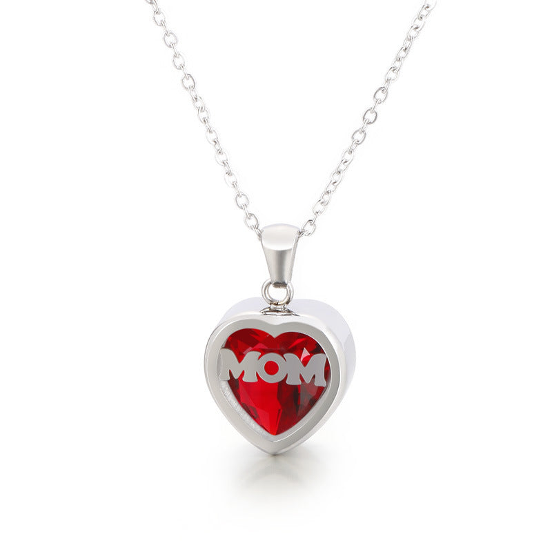 Wholesale new mother's day gift stainless steel heart-shaped necklace