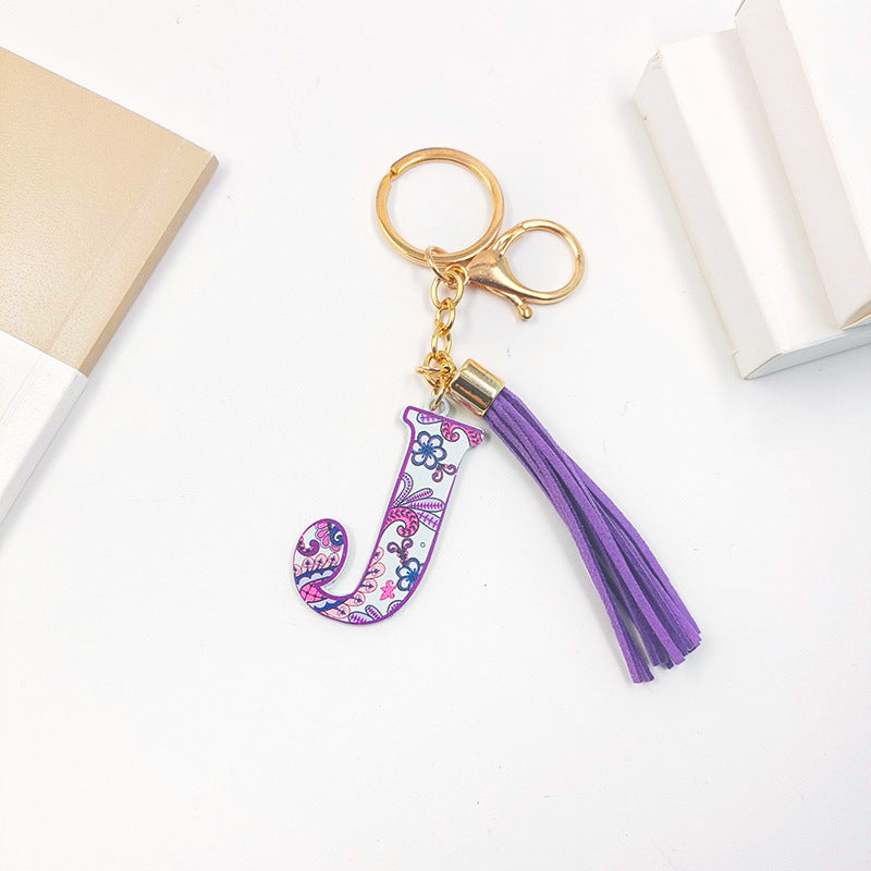 Wholesale Letter Colorful Tassel Zinc Alloy Keychain