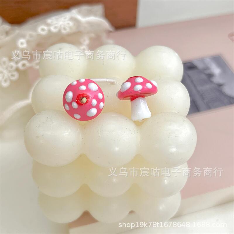 Wholesale 10pcs Glassy mushroom-shaped long-handled contrasting-color beads