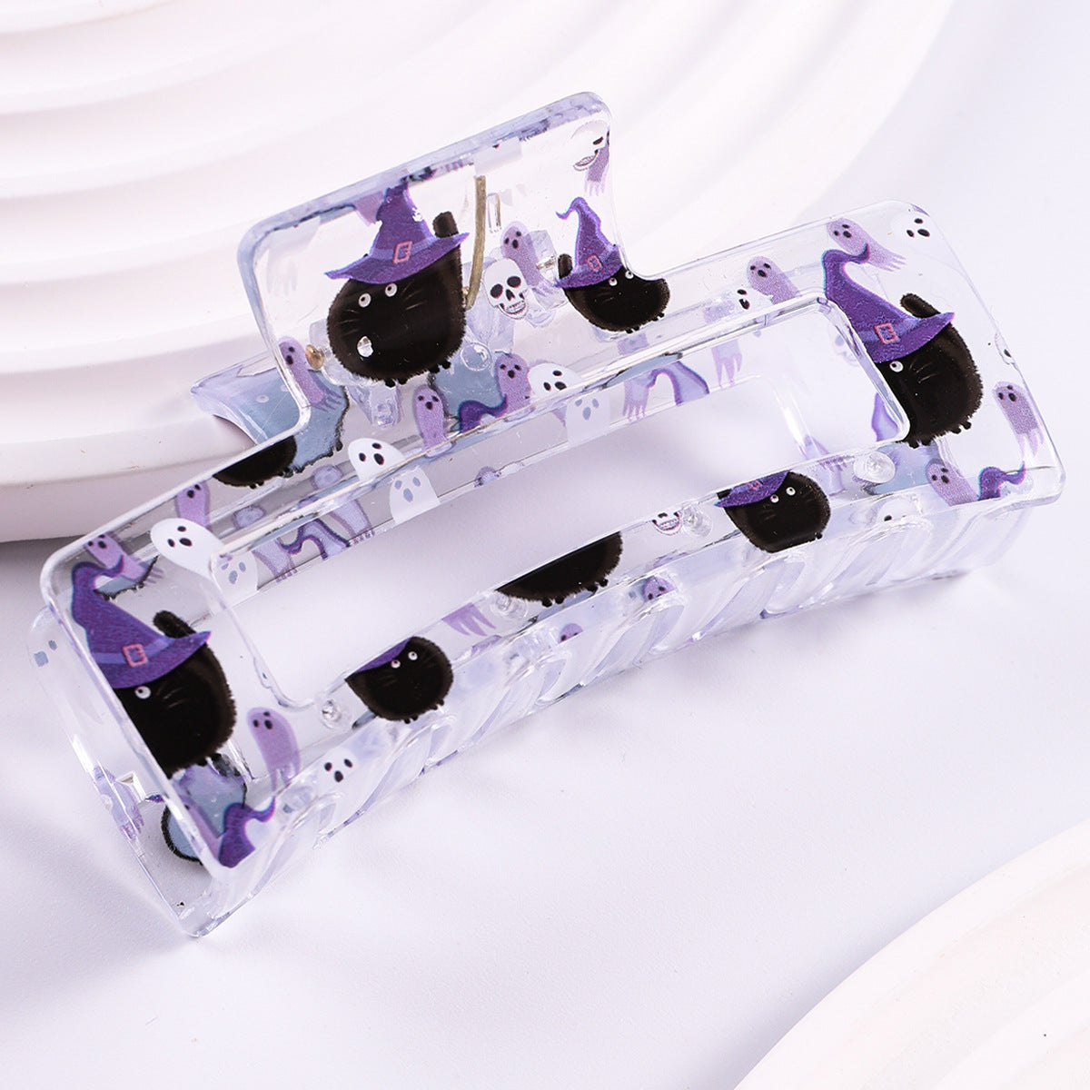 Wholesale Christmas Square Transparent Printed Grab Clip Shark Clip