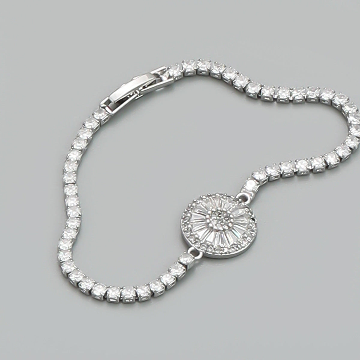 Wholesale Full Diamond Round Copper Bracelet