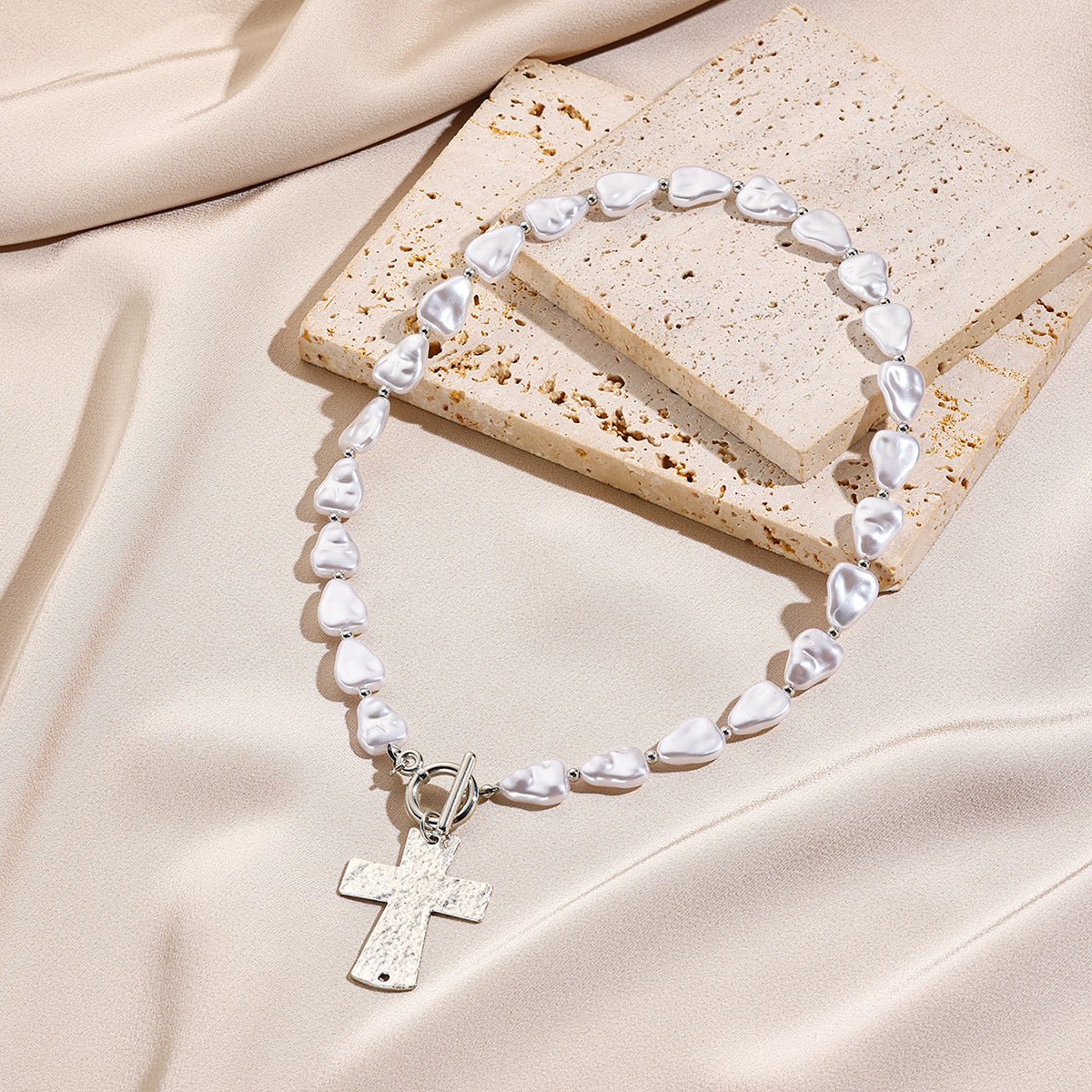 Wholesale Spliced rose cross pendant necklace