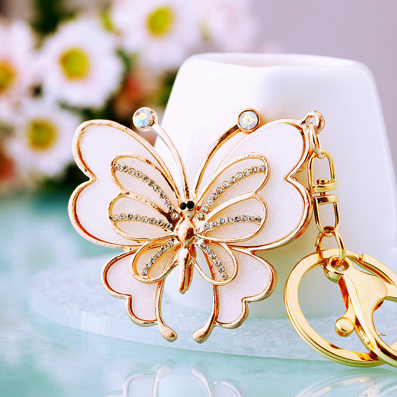 Wholesale Diamond Inlaid Butterfly Car Alloy Keychains