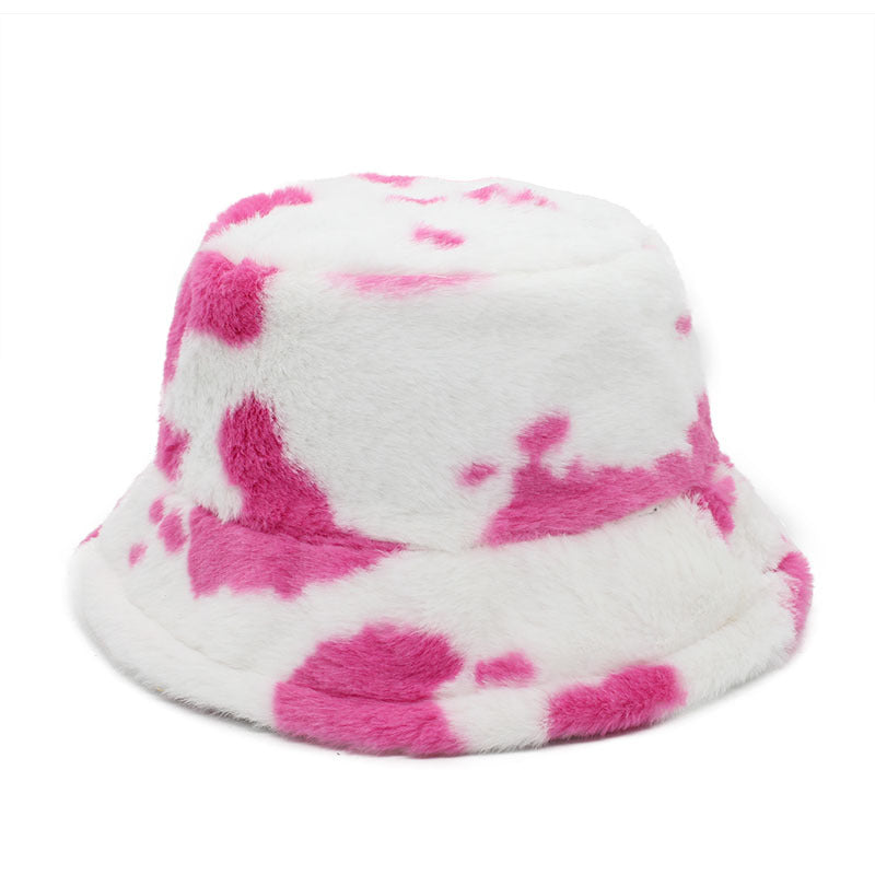 Wholesale Bucket cow pattern retro fisherman hat autumn and winter thick warm