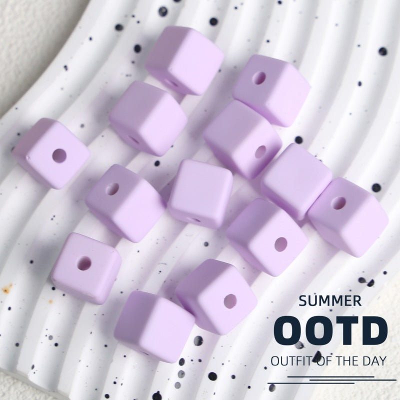 Wholesale 10pcs DIY Square Rubber Beads Macaron Color Square Beads
