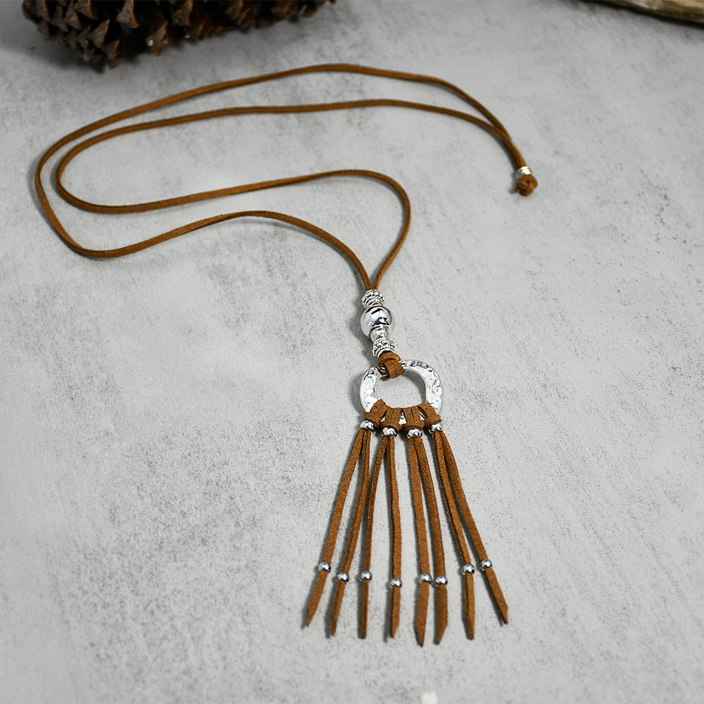 Wholesale Tassel Long Suede Rope Necklace
