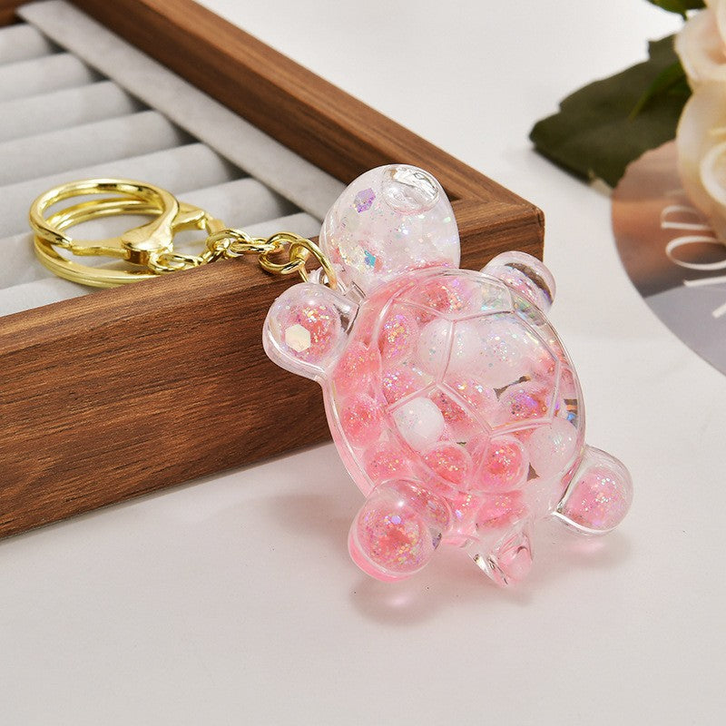 Wholesale Acrylic flowing sand turtle keychain