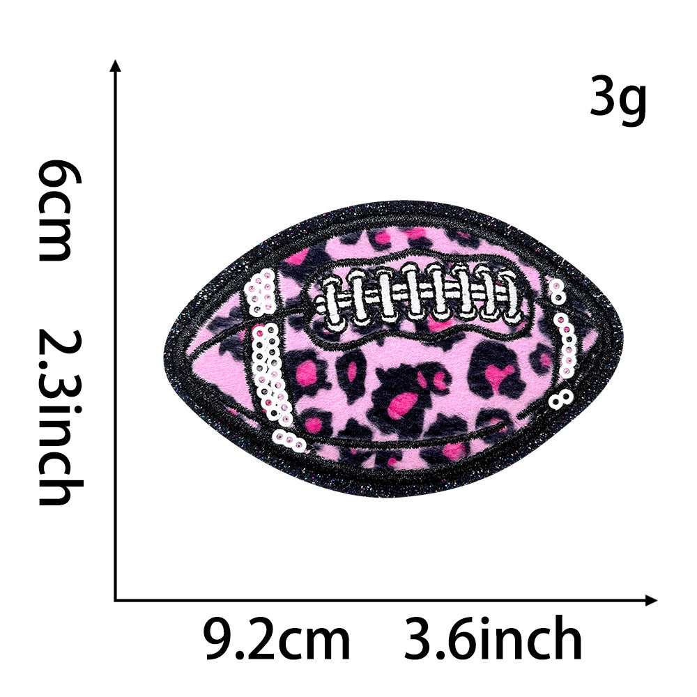 Wholesale Leopard Print Sequined Rugby Iron On Embroidery Patch For DIY Hat Coat Decoration Fashion Accessory