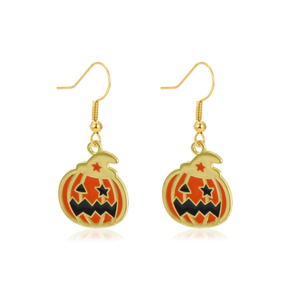 Wholesale Halloween Pumpkin Head Ghost Creative Alloy Earrings