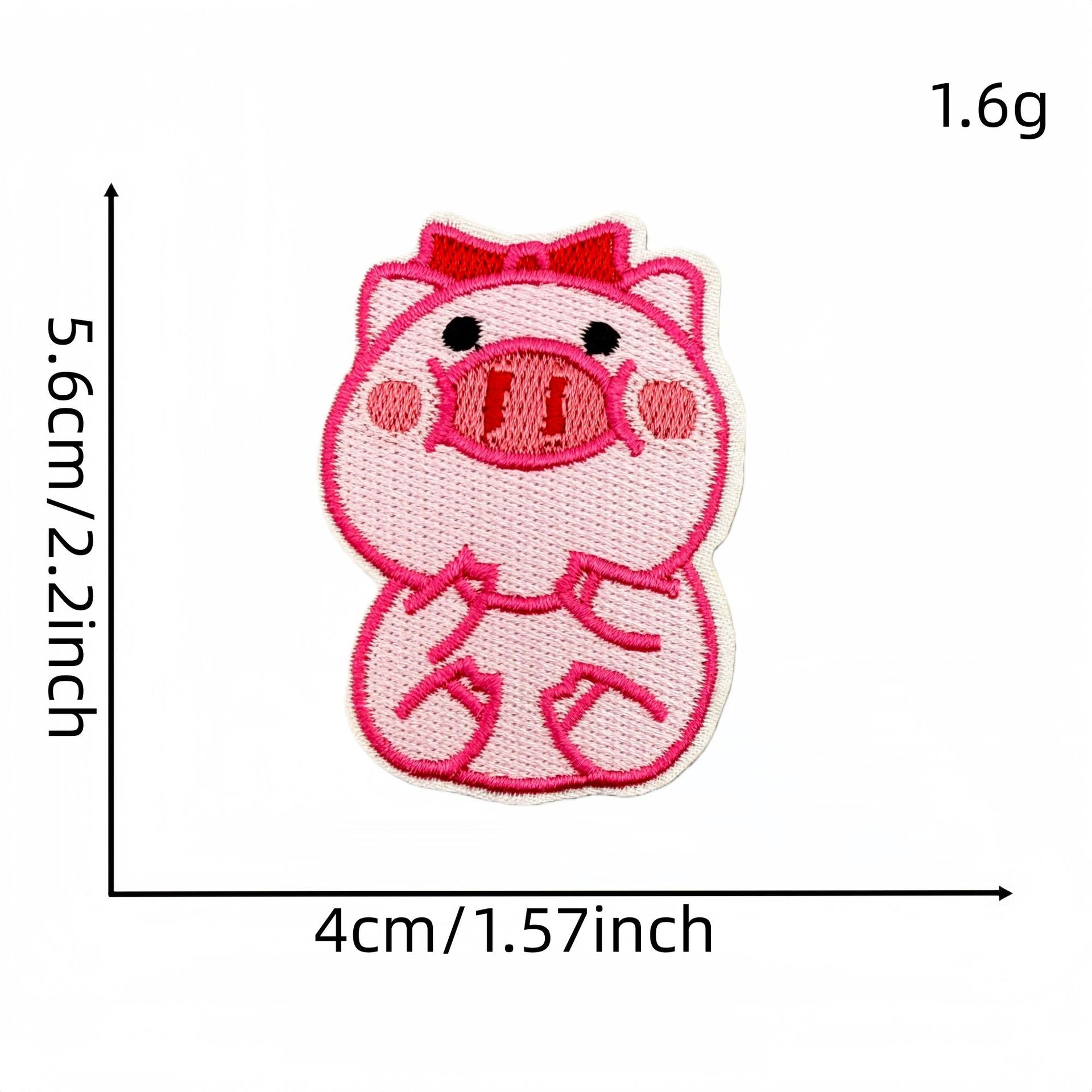 Wholesale Fashion Cartoon Pink Pig Iron On Embroidery Patch Polyester Fabric For Kids Clothing DIY