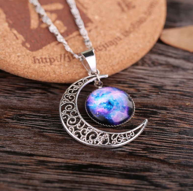 Wholesale Starry Sky Moon Time Gemstone Necklace
