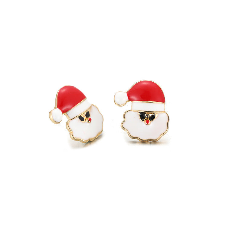 Wholesale Christmas Series Fashion Alloy Christmas Tree Old Man Bell Elk Candy Cane Earrings