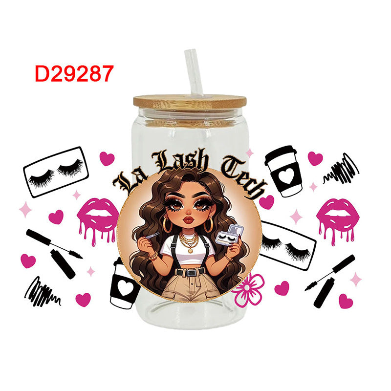 Wholesale Western style cute girl  16oz Cup UV DTF Wraps