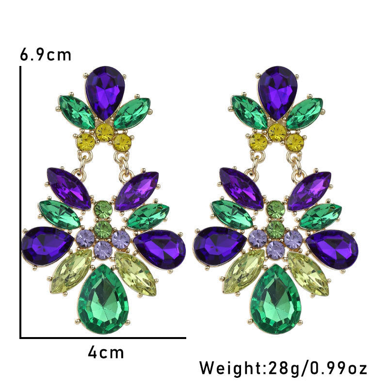 Wholesale Exaggerated super shiny full rhinestone music carnival earrings