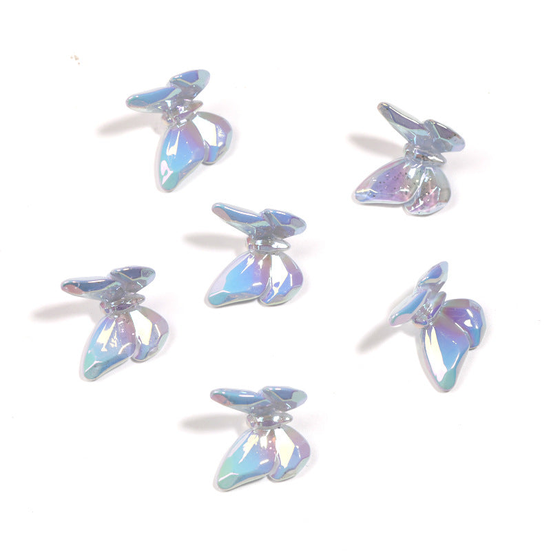 Wholesale 200pcs Translucent sequin butterfly beads UV plated wings hanging hole beads diy mobile phone chain keychain accessories pendant