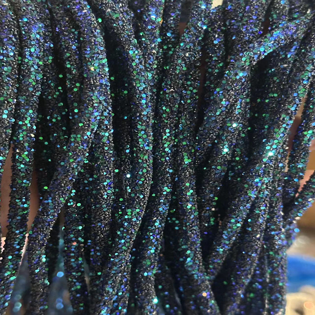 Wholesale  Diy seven-color sequin drill pipe glitter powder rope with rubber hose rainbow shoes and hats drill decorative rope jewelry