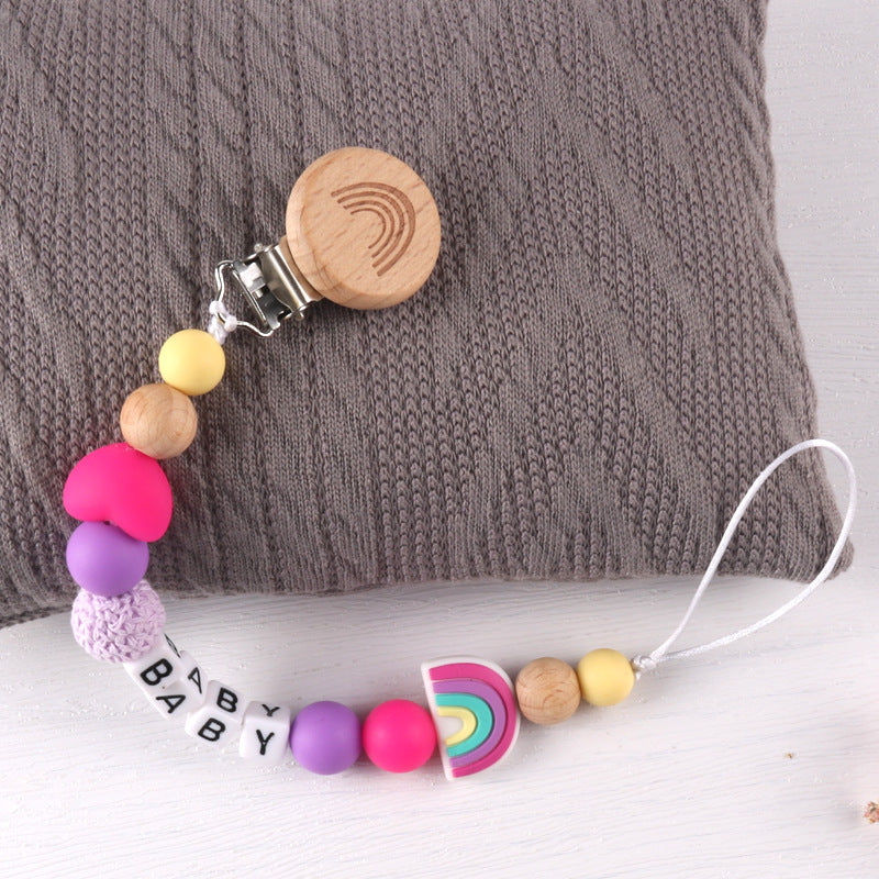 3pcs 3pcs Rainbow Beech Clip Pacifier Cadena Cadena Anti-Drop Clip