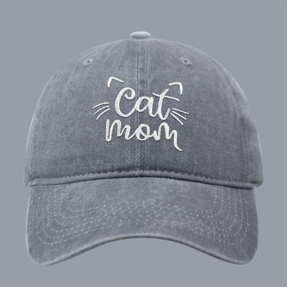 Wholesale New Men's and Women's Letter CAT MOM Embroidered Washed Baseball Cap Outdoor Sports Washed Cotton Sunshade Cap Tide