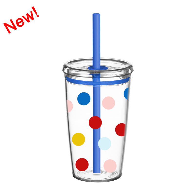 Wholesale 450ml Tritan straw cup milk tea cup coffee cup with printing simple straw cup