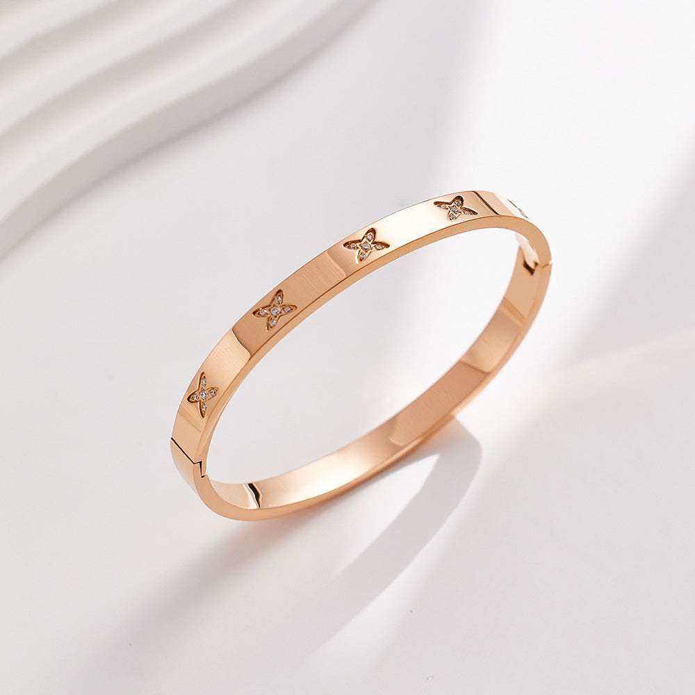 Wholesale Titanium Steel Zircon Cross X Pattern Titanium Steel Diamond Bracelet