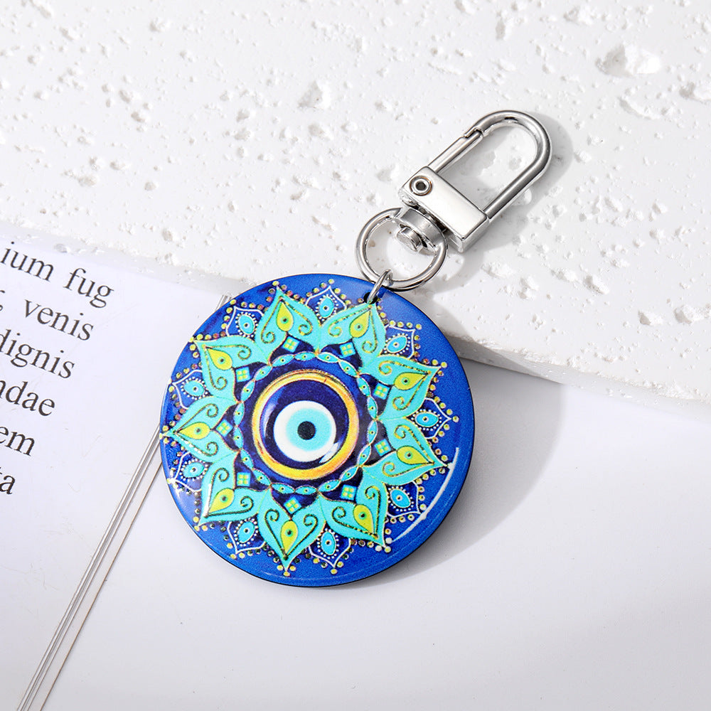 Al por mayor 5 piezas/paquete Bohemian Devil's Eye Plate Keychain