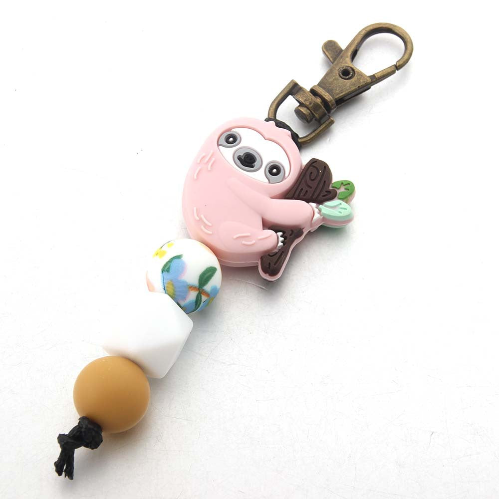 Wholesale Cow Tooth Hat Letter Silicone Bead Keychain