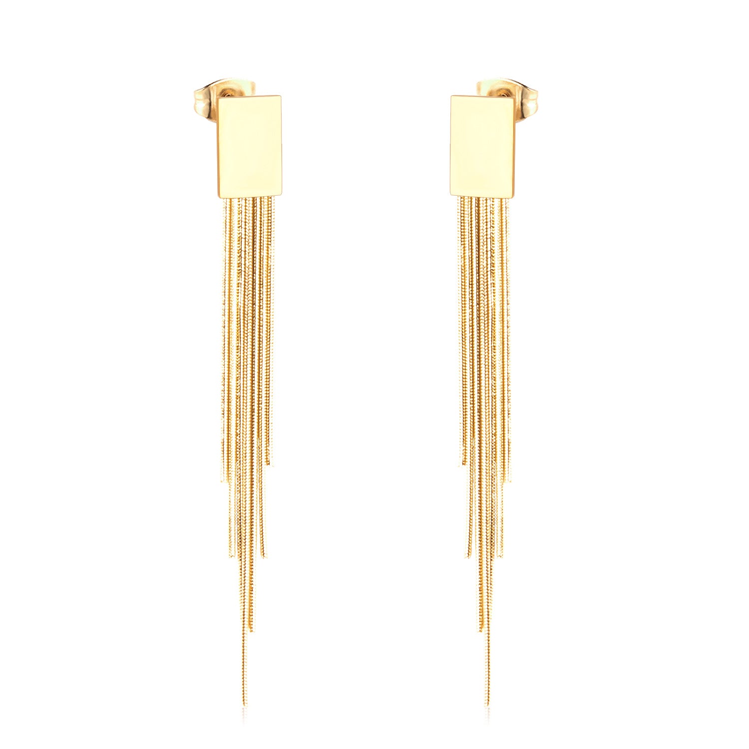 Wholesale Long Stainless Steel Chain Niche Retro Geometric Tassel Earrings