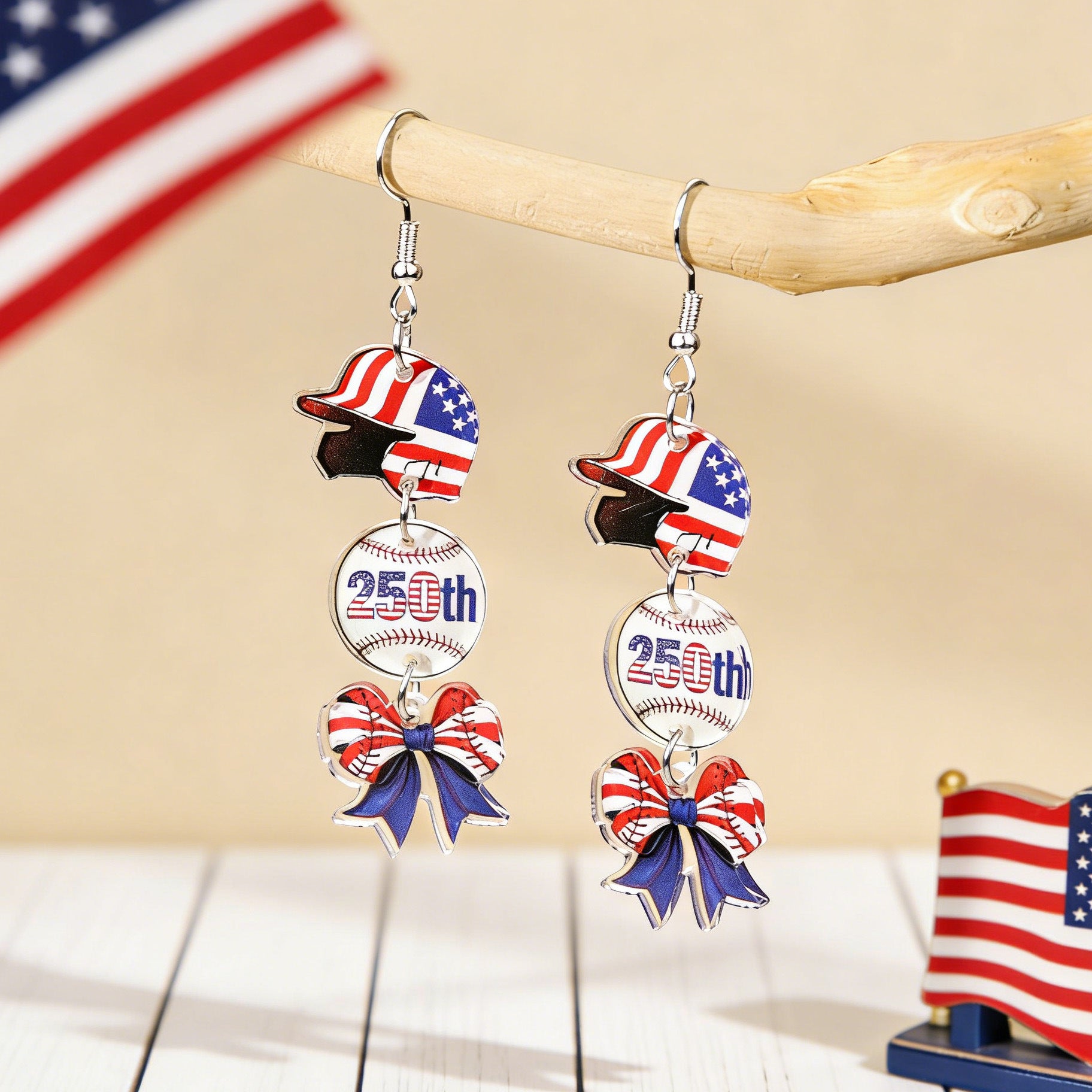 Wholesale Independence Day Anniversary Love Star Spangled Banner Acrylic Earrings